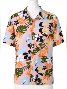 Parish Nation Men's Tropical Print Linen Blend Casual Shirt 3XL Vacation Resort